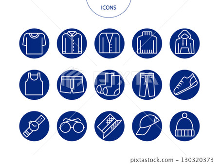 男士時尚圖示象形文字向量插圖集 130320373