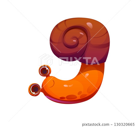 Math number nine as funny snail, kids animal alphabet, funny zoo mascot digit 9, children font, mathematics symbol typeface, funny numeral character type. Cartoon cute sign for arithmetic fun learning 130320665