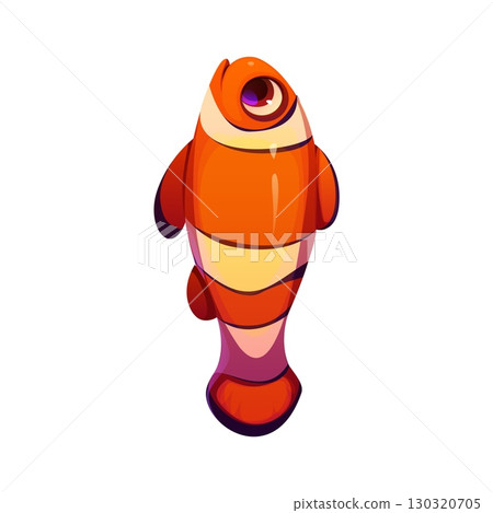 Cartoon underwater font clown fish letter I. Ocean life creature English font element, underwater nature isolated vector ABC alphabet letter or aquatic wildlife animal latin typeset symbol 130320705