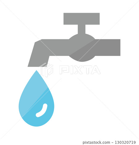 Simple illustration of a water faucet leaking and repairing 130320719
