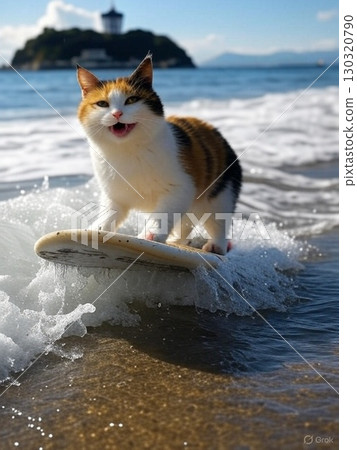 Cat staring at the sea 130320790