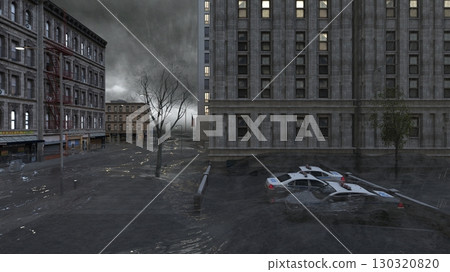 Cityscape in cloudy sky 130320820