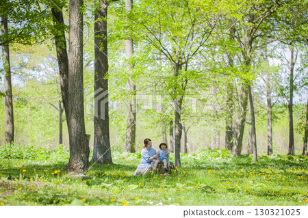 Parents and children playing in nature 130321025