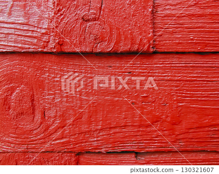 Freshly painted red wooden wall background material 130321607