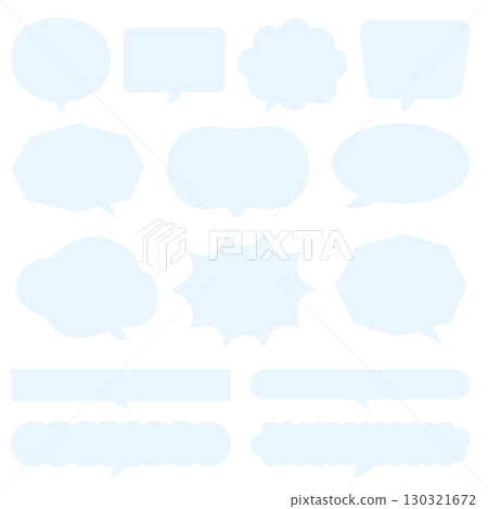 Cloud-like speech bubble frame set cyan light blue Cloud-like speech bubble frame set cyan light blue 130321672