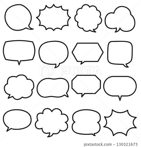 Basic speech bubble frame set line art black and white Basic speech bubble frame set line art black and white 130321673