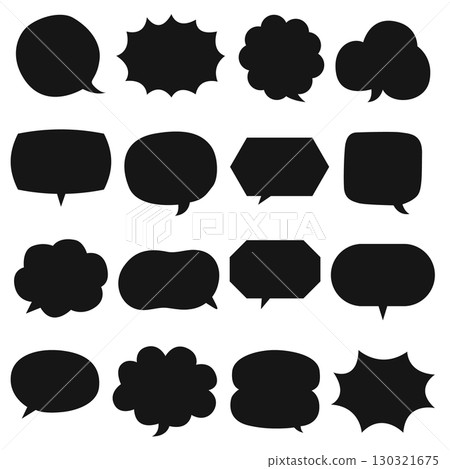 Simple speech bubble frame set black monochrome 130321675