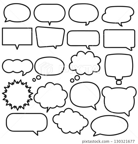 Basic speech bubble frame set line art black and white Basic speech bubble frame set line art black and white 130321677