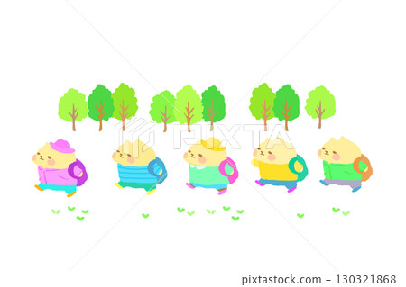 可愛的貓咪去郊遊手繪插圖 130321868