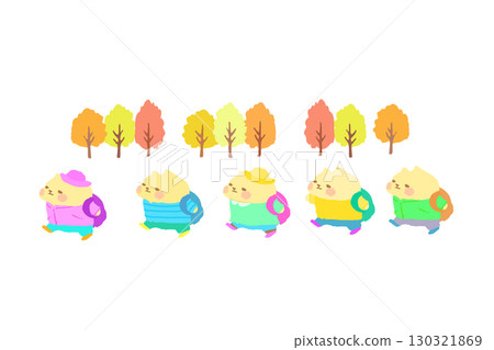 Cute cat going on an autumn field trip Hand-drawn illustration Cute cat going on an autumn field trip Hand-drawn illustration 130321869