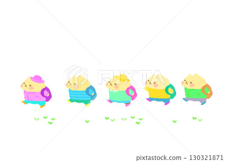 可愛的貓咪去郊遊手繪插圖 130321871