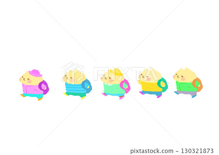 Cute cat going on a field trip Hand-drawn illustration 130321873
