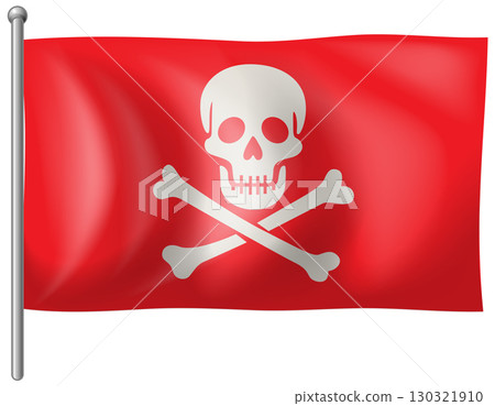 Red Pirate Flag with Skull and Crossbones Illustration 130321910
