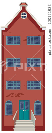 Traditional Dutch Brick Townhouse With Blue Windows 130321928