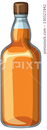 Vector Illustration of Amber Whisky Bottle with Cap 130321942