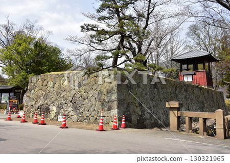 Ueda City, Nagano Prefecture: The remains of the Ninomaru Castle and the Bell of Peace (Toki no Kane) at Ueda Castle Ruins Park 130321965