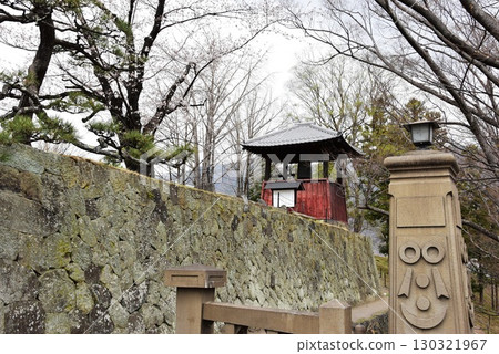 Ninomaru Bridge and the Peace Bell at Ueda Castle Ruins Park, Ueda City, Nagano Prefecture 130321967