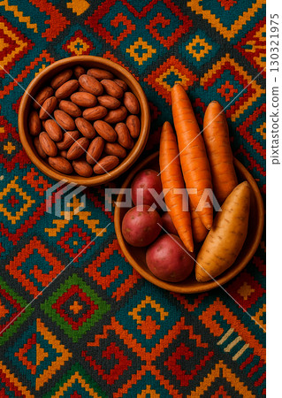 Colorful vegetable and bean food set (ethnic background) 130321975