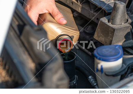 Engine oil check before car journey for safety travel 130322095