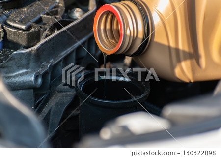 Engine oil check before car journey for safety travel 130322098