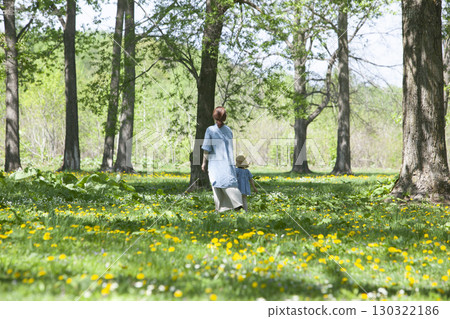 Parents and children playing in nature 130322186