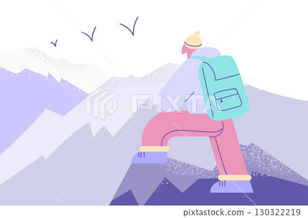 Hiking on mountains, nature, tourism concept 130322219