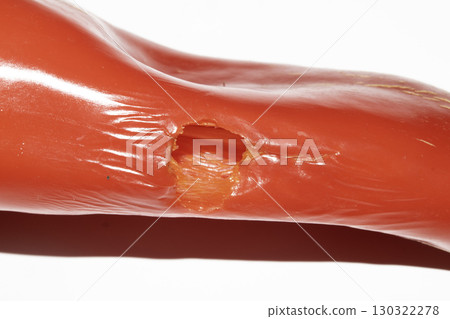 Home grown chilli pepper vegetable wonky and damaged eaten by slugs and pests ruined Home grown chilli pepper vegetable wonky and damaged eaten by slugs and pests ruined 130322278