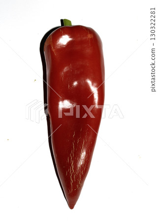 Home grown chilli pepper vegetable wonky and damaged eaten by slugs and pests ruined 130322281