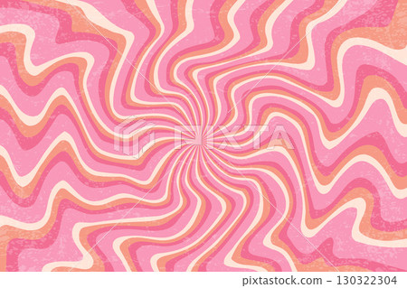 Retro swirl pattern background with spiral groovy rays. Pink lollipop candy radial illustration. Vector illustration with grunge texture for summer vintage backdrop Retro swirl pattern background with spiral groovy rays. Pink lollipop candy radial illustration. Vector illustration with grunge texture for summer vintage backdrop 130322304