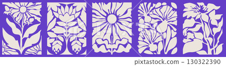 Retro abstract groovy leaves composition 130322390