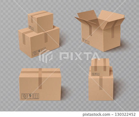 Cardboard box packages with top open flaps 130322452