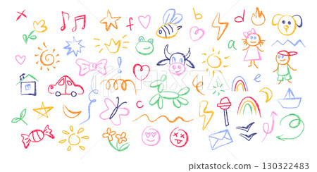 Kid school doodles with colorful rainbow Kid school doodles with colorful rainbow 130322483