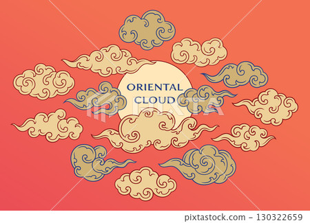 oriental cloud traditional style element vector set 130322659
