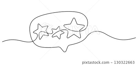 one line drawing of review stars user experience continuous 130322663