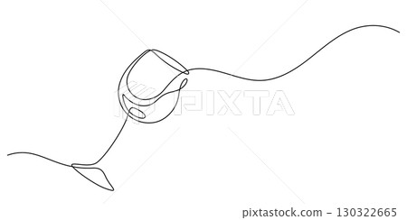 wineglass drinking one line drawing minimalism 130322665