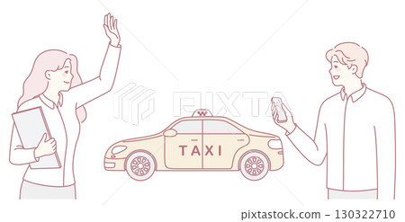 Taxi Hailing An Urban Transportation Illustration for Todays Vibrant City Life 130322710