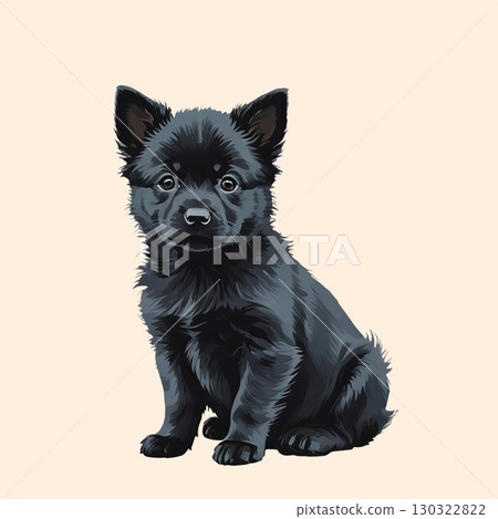 史奇派克犬小狗坐著看著相機 130322822