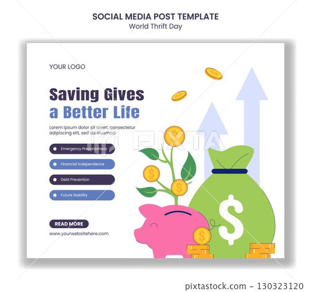 Flat Cartoon Hand Drawn Background for World Thrift Day Social Media Post Template 130323120