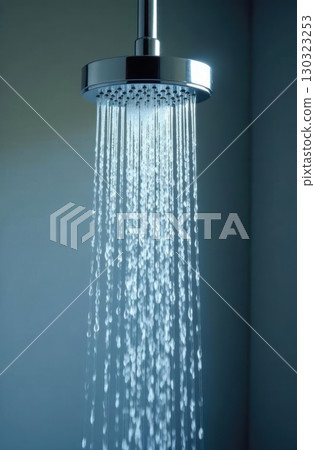 Shower head pouring water in the bathroom 130323253