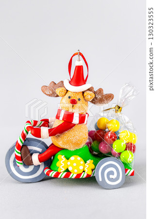 Christmas table composition. Beautiful decoration. Christmas trees, candles, stars, lights and elegant accessories. Merry Christmas and Happy Holidays, Template. Christmas table composition. Beautiful decoration. Christmas trees, candles, stars, lights and elegant accessories. Merry Christmas and Happy Holidays, Template. 130323555