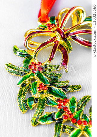 Christmas table composition. Beautiful decoration. Christmas trees, candles, stars, lights and elegant accessories. Merry Christmas and Happy Holidays, Template. Christmas table composition. Beautiful decoration. Christmas trees, candles, stars, lights and elegant accessories. Merry Christmas and Happy Holidays, Template. 130323560