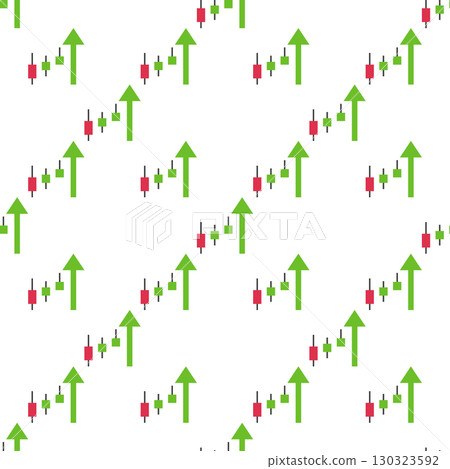 Green Arrow with Candlestick Chart vector Trading and Investment seamless pattern 130323592