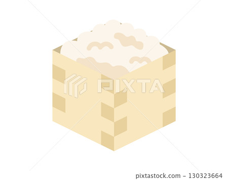 Illustration of a rice icon in a paulownia wood box Illustration of a rice icon in a paulownia wood box 130323664
