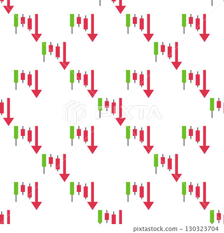 Red Arrow with Falling Candlestick Chart vector Crypto Trading seamless pattern 130323704