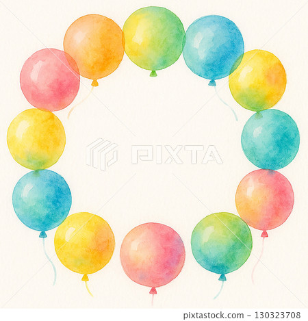 彩色氣球圓形框架圖 130323708