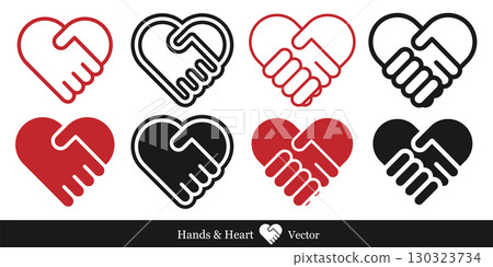 Handshake heart illustration set vector white background 130323734
