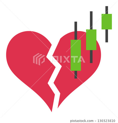 Candlestick Chart with Red Broken Heart vector Crypto Trading icon or symbol Candlestick Chart with Red Broken Heart vector Crypto Trading icon or symbol 130323810