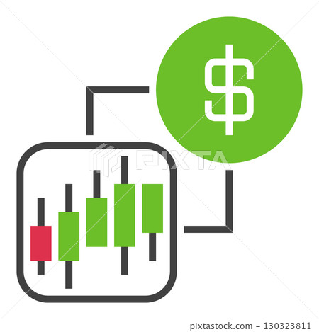 Candlestick Chart with USD vector Crypto Trading icon or design element 130323811