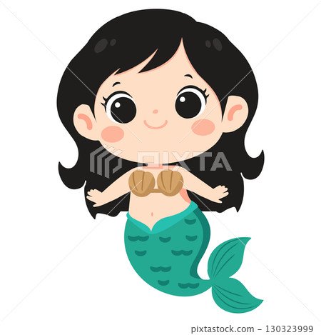 Cute girl Cartoon Mermaid Illustration 130323999