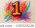 Number one in scribbles chaotic wax crayon drawing style on white background 130324226